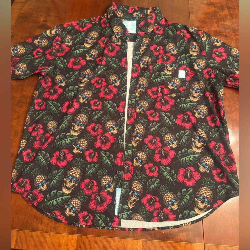 Men's Floral Skull Print Shirt